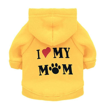 I ❤️ My Mom Cat Hoodie Cat Apparel KittyNook Cat Company Yellow XS